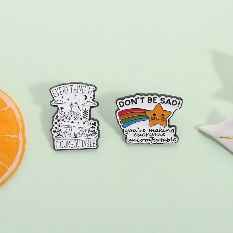 Everything Is Figureoutable Enamel Pin Funny Frog with Coffee Mental Health Brooches Lapel Badge Jewelry Gifts for Friends