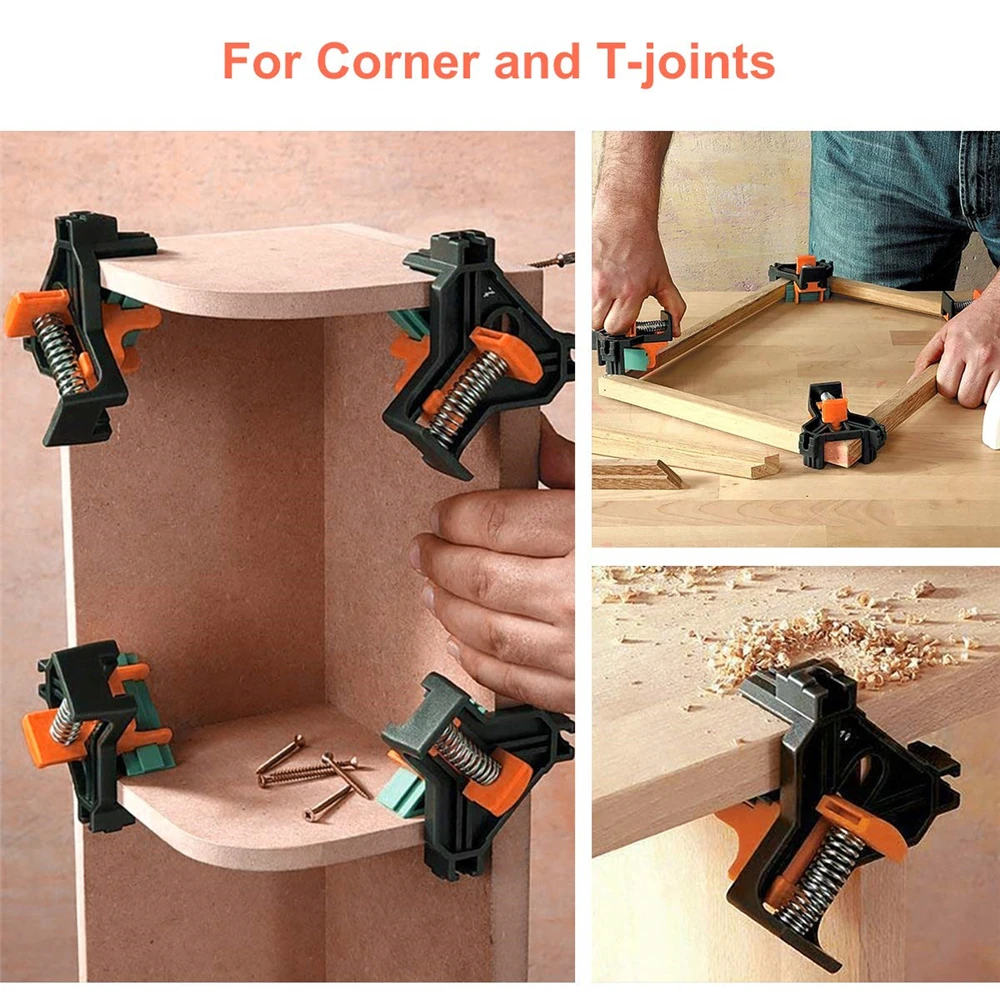 4pcs 90 Degree Right Angle Clamps Woodworking Corner Clip Straight Angle Fixing Clip Fixer Photo Frame Clamp Carpentry Hand Tool