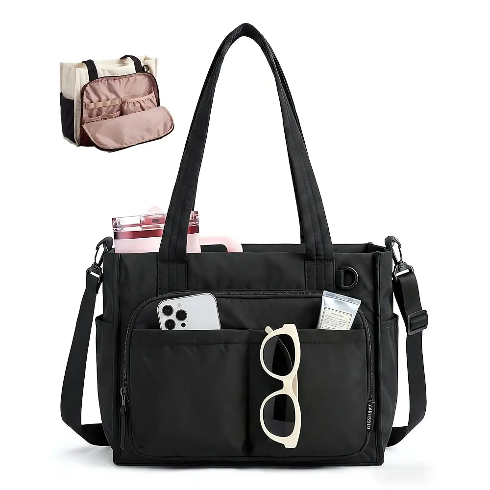 

Сумка-тоут для женщин, для работы, объемная дорожная сумка-тоут, подарок для учителя и медсестры | Ноутбук Medium-13, с подстаканником на 30 унций, Large-1