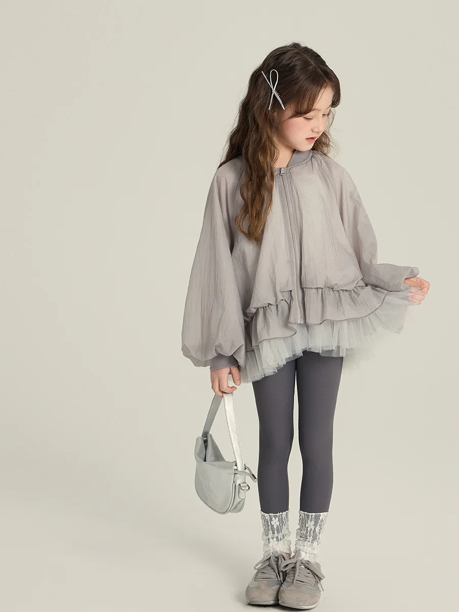 Girls' Patchwork Short Tulle Skirt Jacket, Bomber-Style Long-tail Keyword Combinations, Girls' Loose Top Photography Clothes