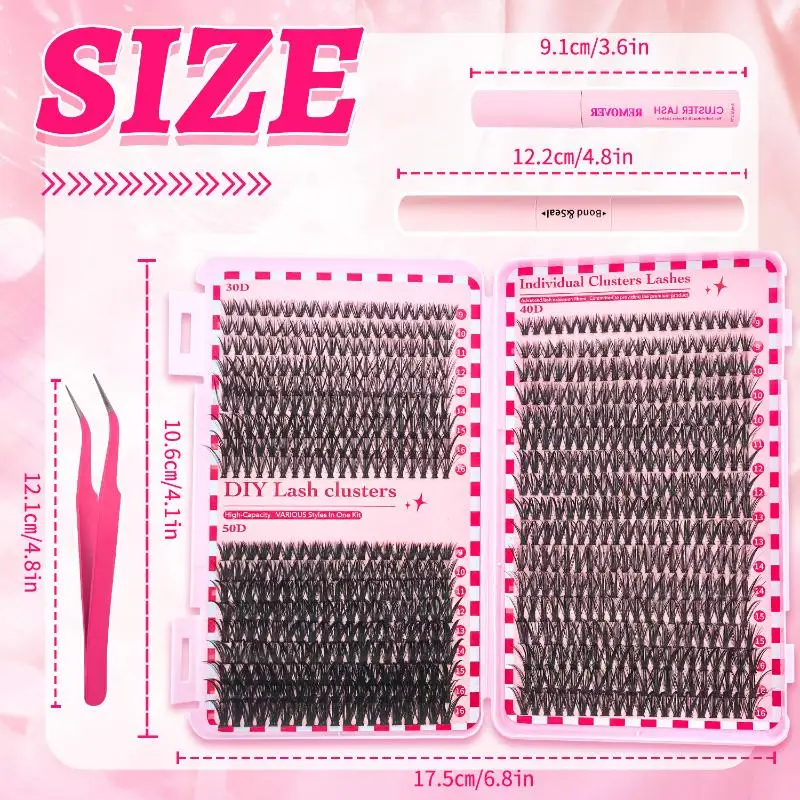 700Pcs 30D 40D 50D DIY Lash Extension Kit 10-18mm Individual Cluster Eyelashes for Holiday Celebrations Gifting