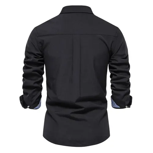 Imagen 2 del producto AIOPESON nueva primavera mezcla de algodón camisa Oxford para hombres de manga larga con botones camisas casuales de negocios sociales para hombres