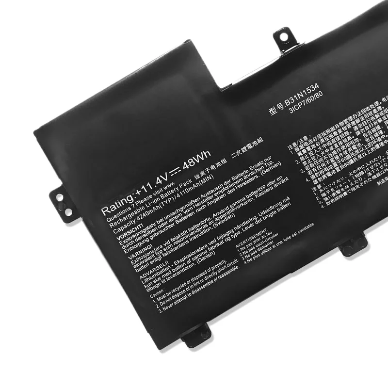 New 11.4V 4050mAh 48Wh B31N1534 Laptop Battery For ASUS Zenbook V510U U5000U UX510UX UX510UW