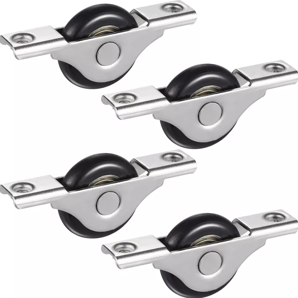 4 Pcs Scroll Wheel Cabinet Sliding Door Track Kit Roller Assembly Rails Pulley Pocket Rollers Shower Hardware Pumpkin