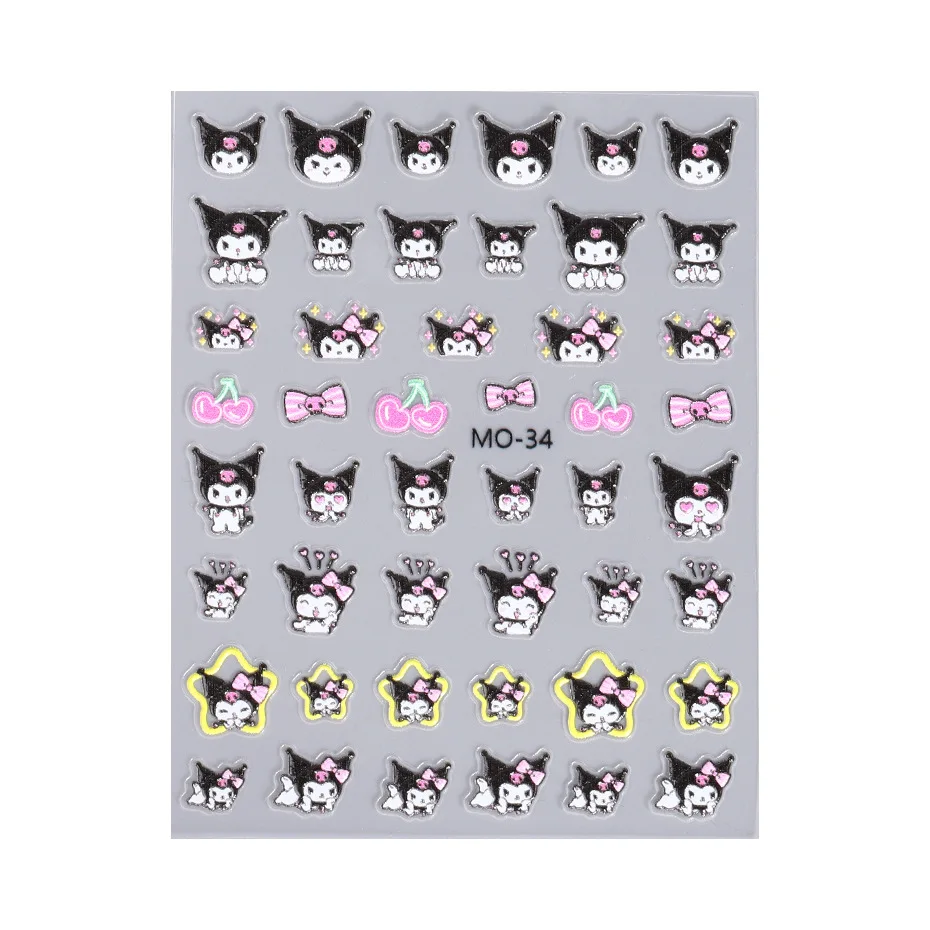 Sanrio Cute Cartoon Three-Dimensional Relief Beauty Kuromi Mymelody Nail Art Stickers Nail Jewellery Children\'s Gifts Toys