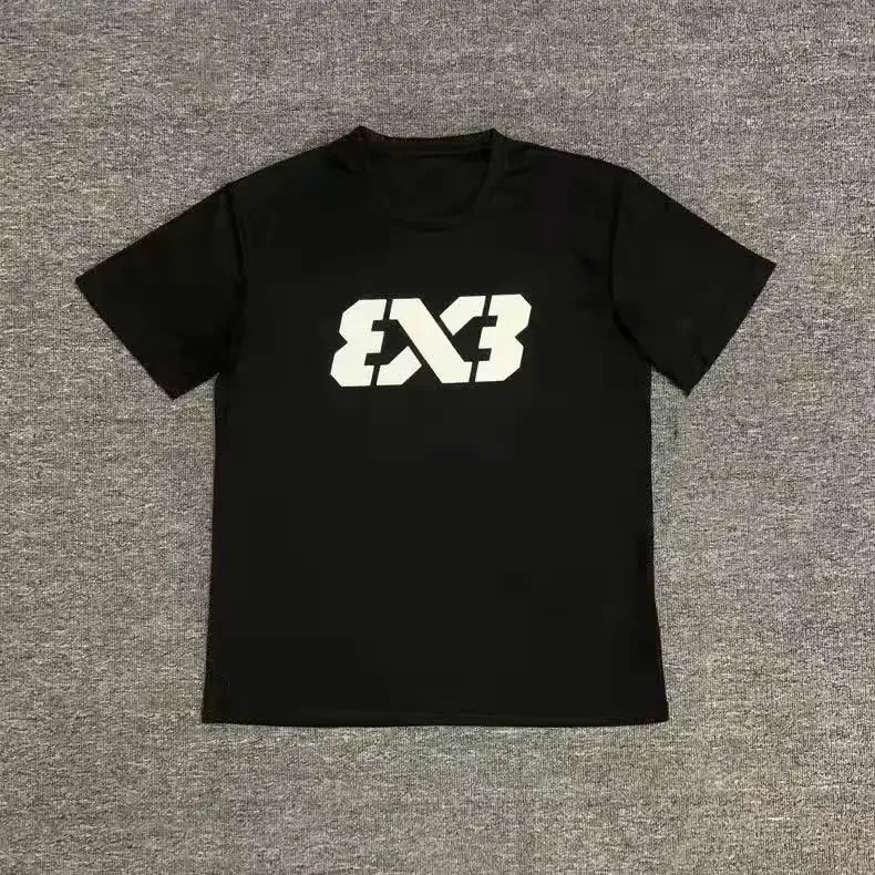 2026 Men 3X3 Street Basketball Graphic T-shirt Letter Print Short Sleeve Summer Cotton Tee Unisex Streetwear Sports Tops