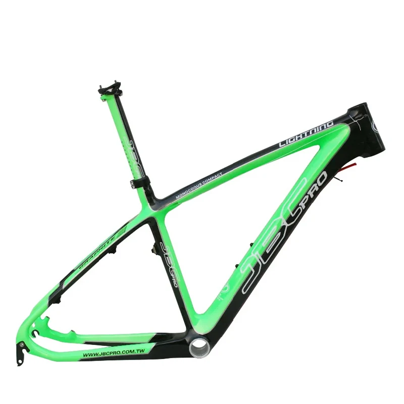 Mountain Bike Carbon Frame, MTB Frame, Seat Post, BB30, 16 in, 17 in, Green