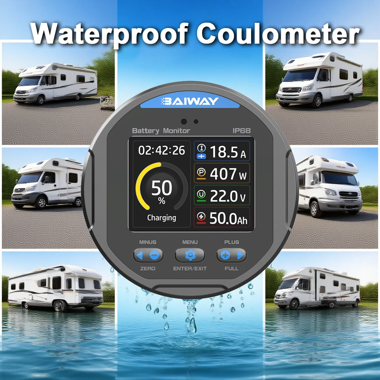 

Waterproof Coulometer DC 8-80V Battery Capacity Indicator Professional Vehicle Battery Capacity Tester Voltage Current Indicator