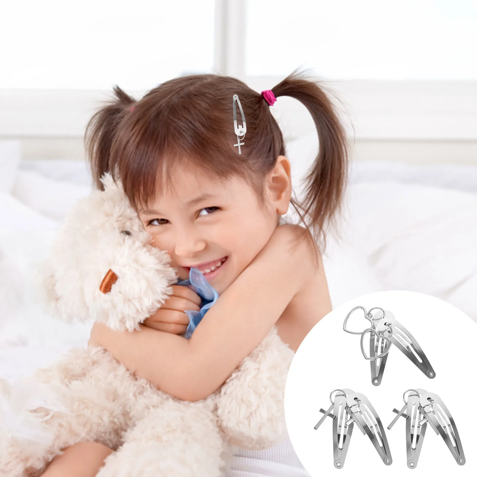 

6Pcs Decorative Hair Clips Metal Snap Hair Barrettes for Women and Girls Fashion Pendant Design Elegant Daily Use Hairpins