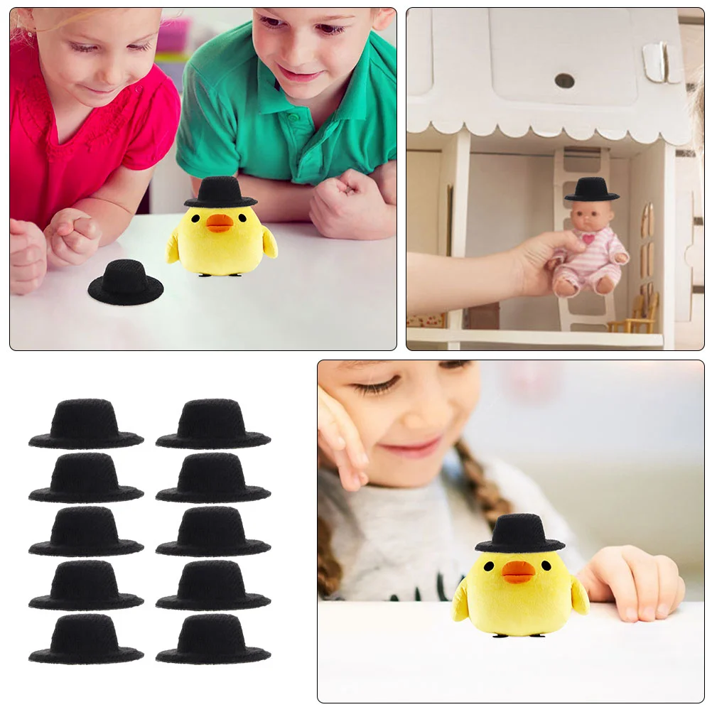 10 Uds. Accesorios para sombreros de Jazz, Mini sombreros de decoración en miniatura, corcho, muñecas pequeñas, casa de tela para niños