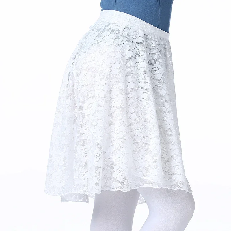 Ballet skirt lace female tie one-piece skirt elastic belt front short back long adult chiffon dance lyric skirt