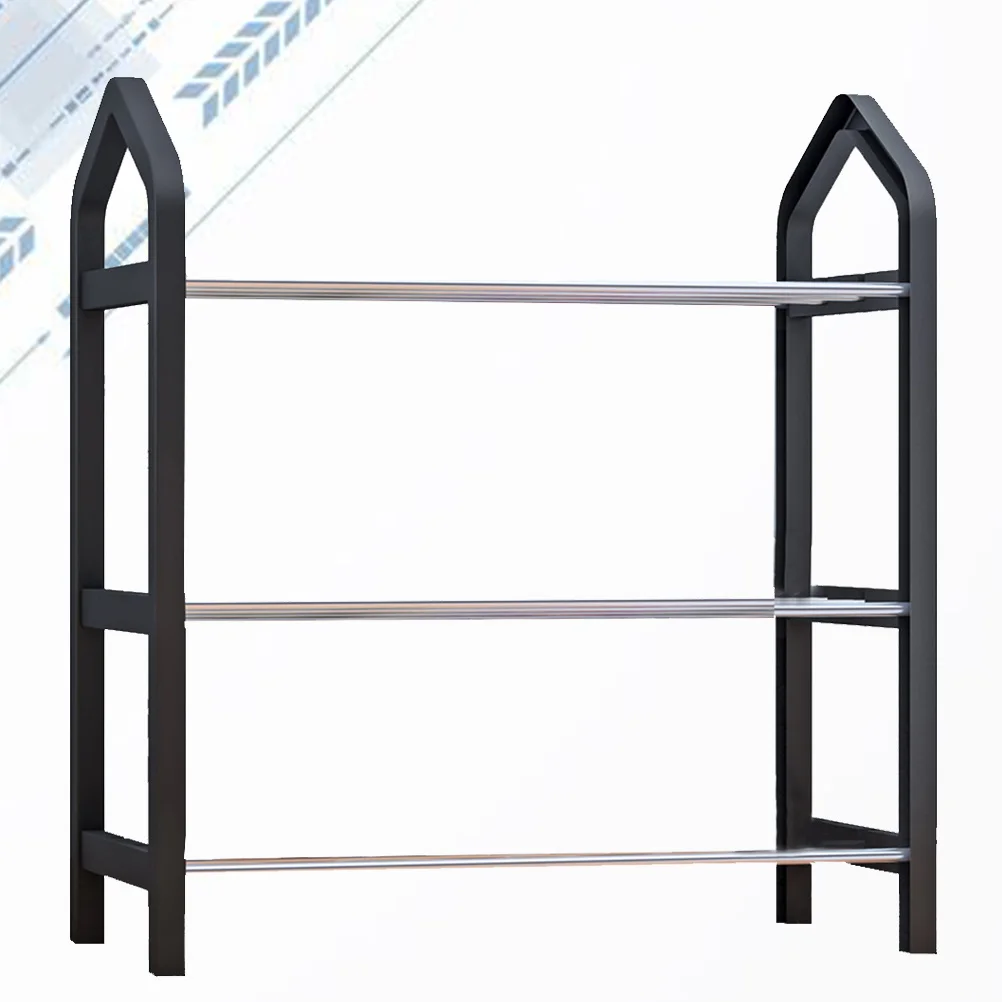 

3 Tier Shoe Shelf Black Plastic Steel Sturdy Design Easy Assembly Shoes Storage Rack for Entryway Dorm Bedroom Organizer