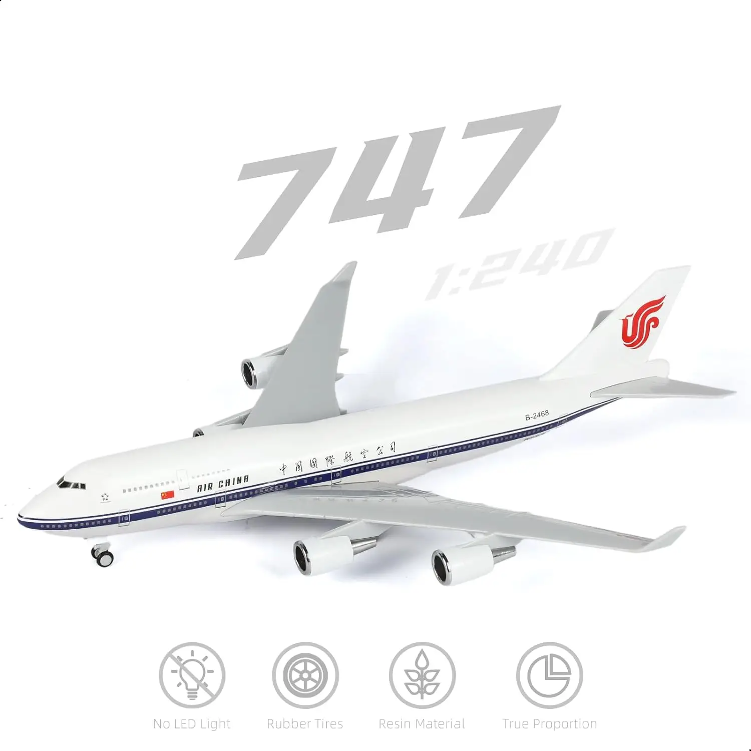 

1/240 Scale Air China B747 30cm Resin Aircraft Model with Display Base Adult Aviation-Themed Gift or Decorative Item