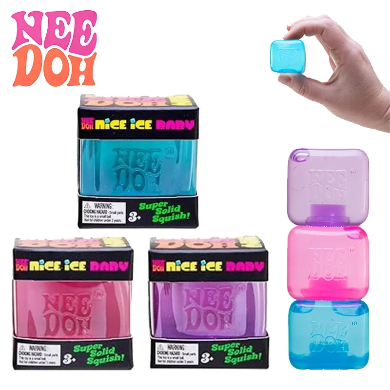 Needoh Mini Nice Ice Cube Fidget Squeeze Toy Solid Squish Maltose Slow Rebound Stress Relief Sensory Toy For ADHD Autism Anxiety