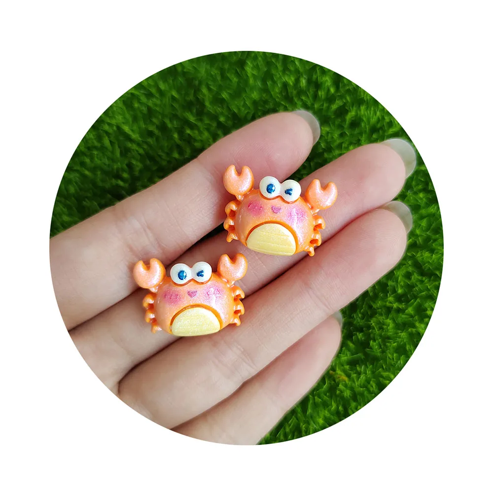 Kawaii Cartoon Ocean Series Flat Resin DIY Cabochon Crab Seahorse Shell Crafts Supplies for Phone Shell Decor