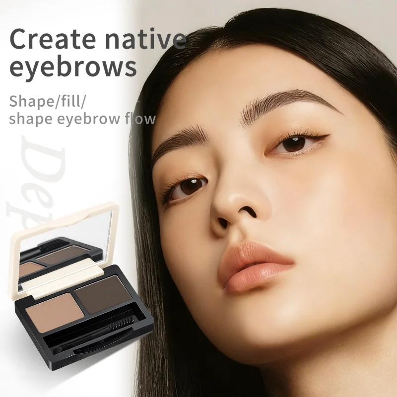 2-Color Eyebrow Powder Palette with Vitamin E,Long-Lasting,Waterproof,Smudge-Proof,Sculpt Natural Eyebrow Makeup for Sparse Brow