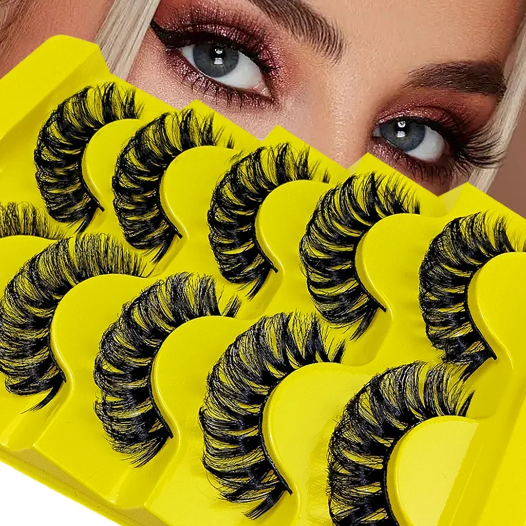 Cílios postiços Maquiagem Extensão, 3D Faux Mink Lashes, Strip russo, DD Curl, Volume Fofo, 5 Pares