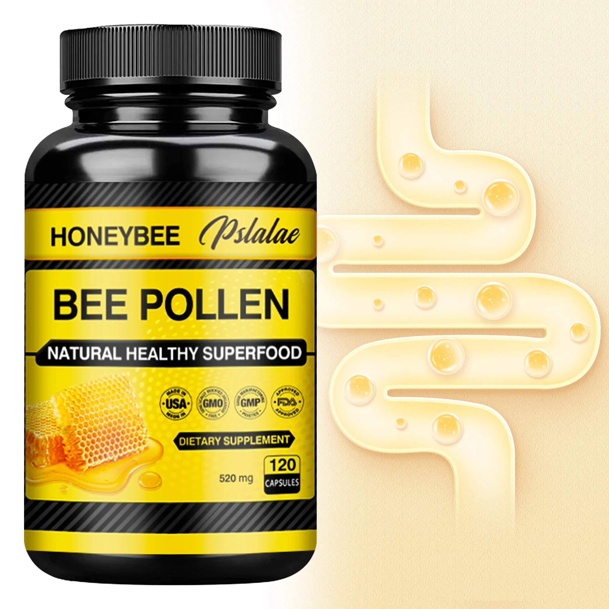 

Bee Pollen Capsules - Antioxidant, Reduce Joint Inflammation, Promote Bone and Joint Health, Improve Energy, Boost Immunity