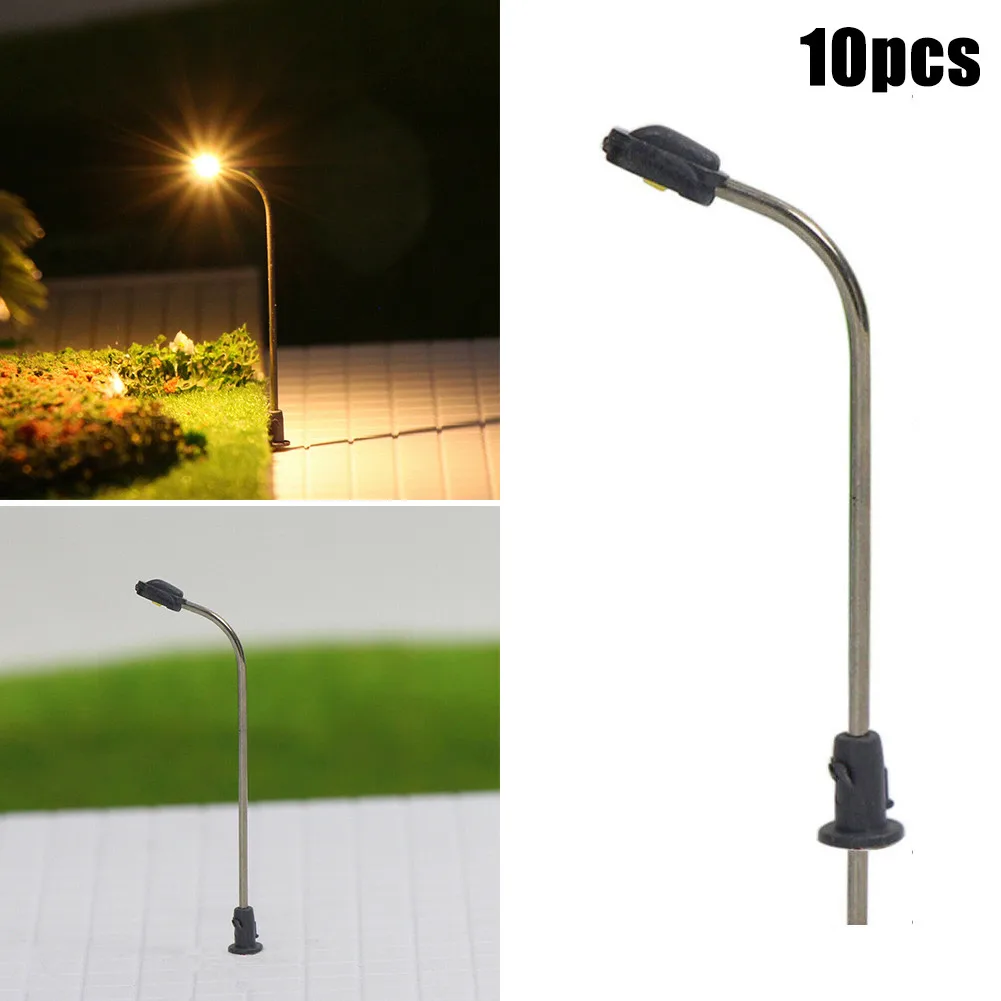 10pcs 1:87 H0 Scenery Scale Wall Lamps 3V LED Z Gauge Street Light For Rail & Building Layout Outdoor Street Lamp