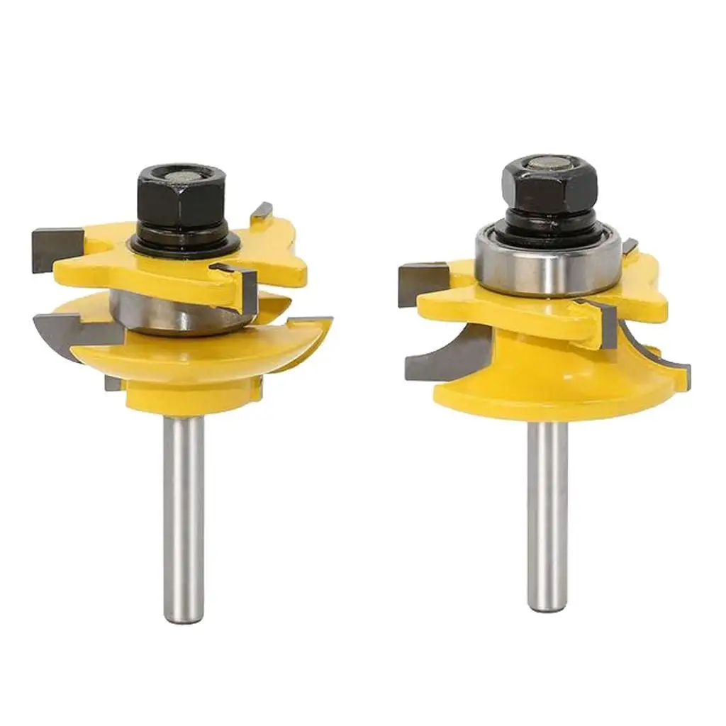 3PCS 8mm Woodworking Cutter Slotting Cutter with Bearing Trimming Tool
