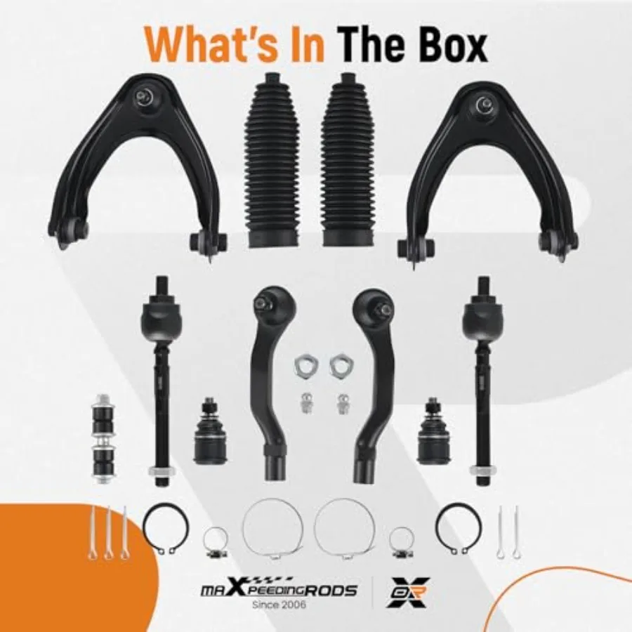 Kit de bras de commande supérieur avant pour Honda Civic 19962000, mise à niveau de Suspension avec Joints à rotule inférieurs, maillons de barre stabilisatrice, extérieur et intérieur, 12 pièces