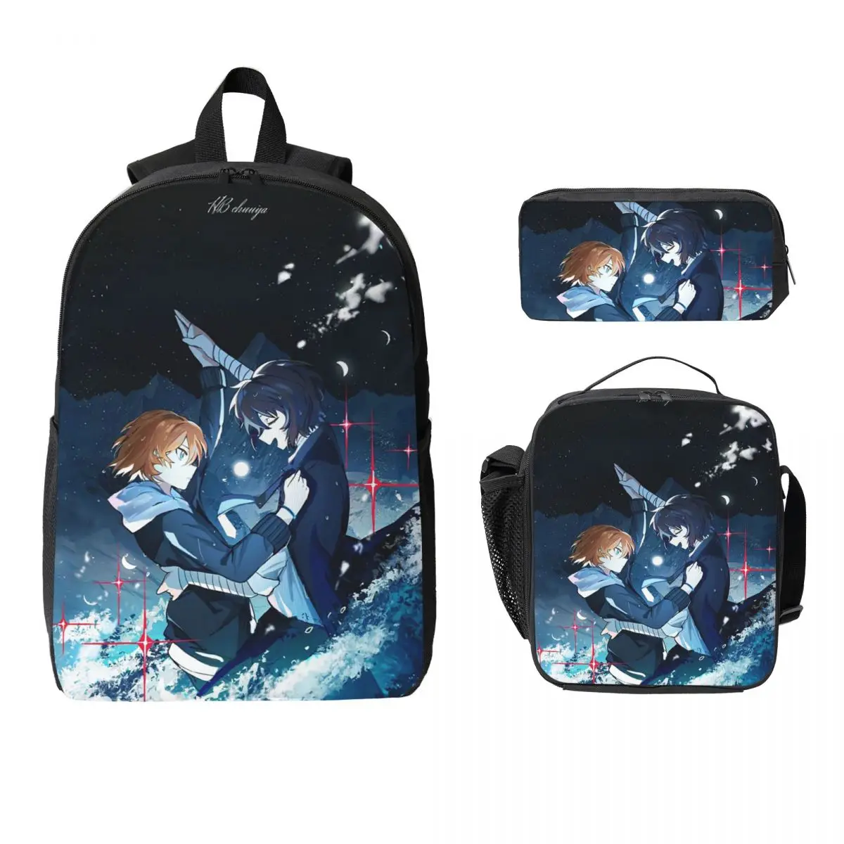 

Bungou Stray Dogs Wan Anime Dazai And Chuuya Backpack Student Boys Girls BookBag School Bag 3ps Insulated Lunch Bag Pencil Case