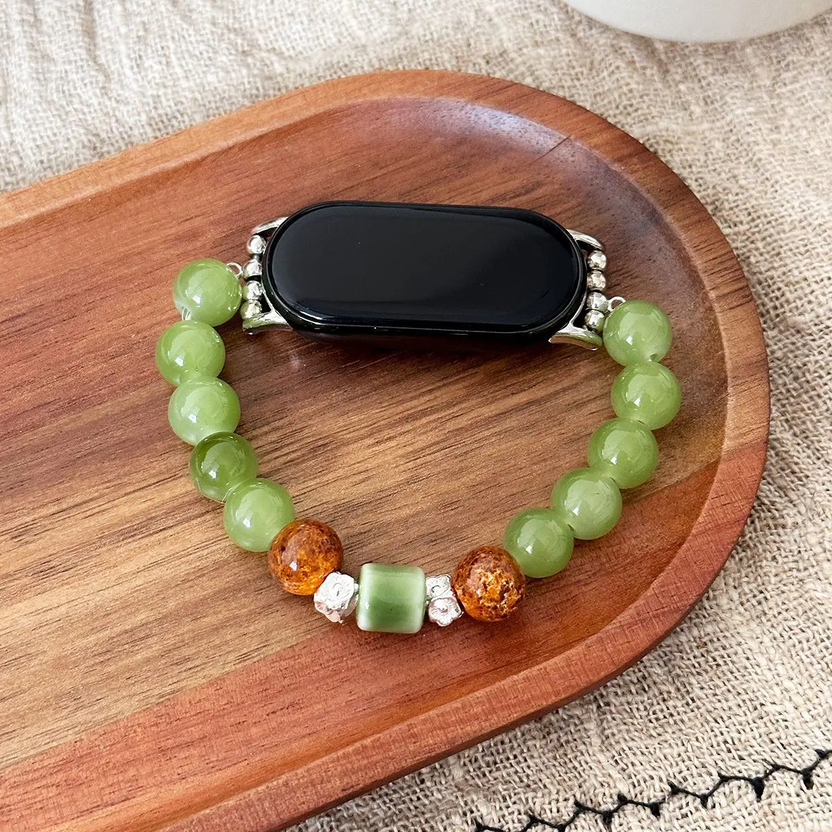 Green Beads Strap for Xiaomi Mi Band 8 910 11 Handmade Bracelet Wristband for Redmi Watch 6 5 4 Replacement Watchband 18 20 22mm