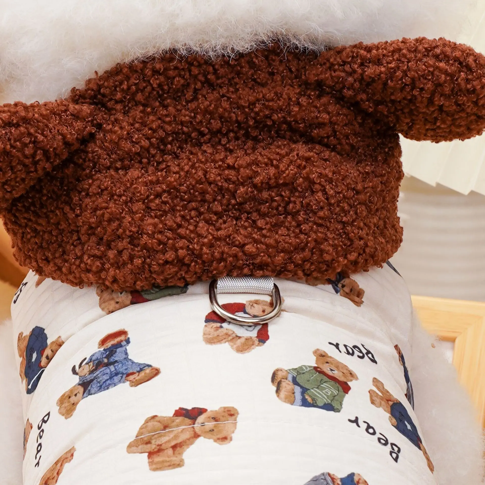 Autumn Winter Plush Hat Coat Pet Hooded Coat Fully Printed Teddy Bear Hat Vest Teddy Bear Teddy Bear Small Dog Puppy Clothes