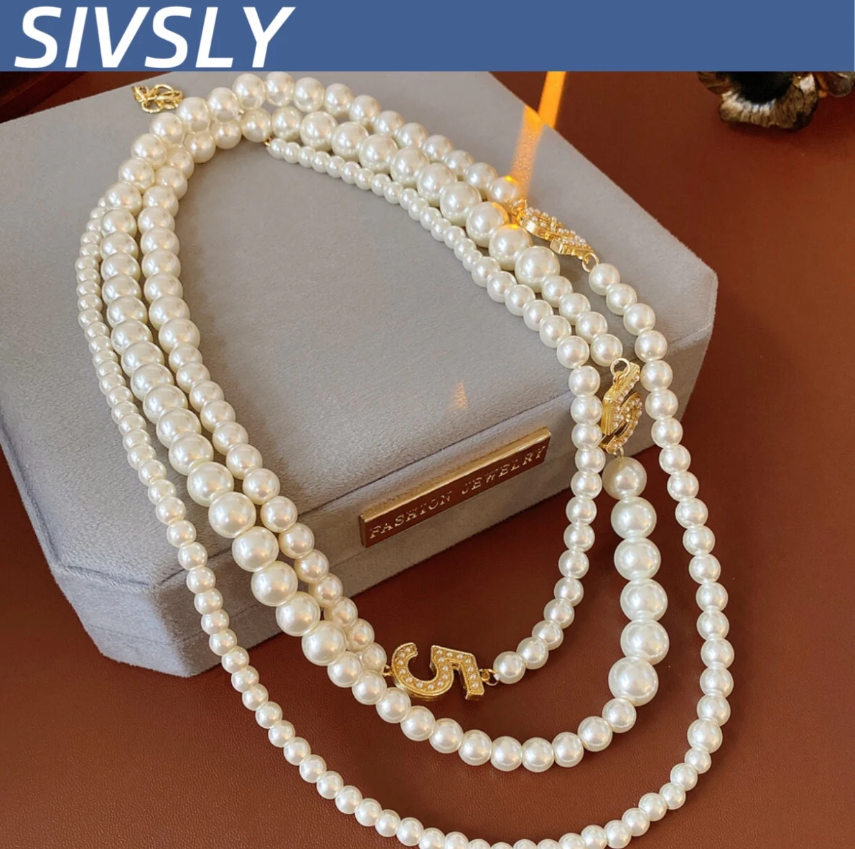 

[Elegant] Layered pendant pearl necklace, French retro court style sweater chain, luxurious and high-end accessories