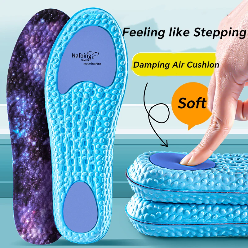 1Pair Sport Insoles for PU Blue Shoes Sole Breathable Arch Support Anti slip shock absorption to Sport Running Traveling Insole