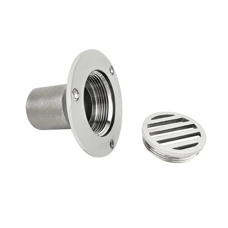 38MM/50MM Stainless Steel Floor Deck Cockpit Drain Boats Removable Cover Straight Drain