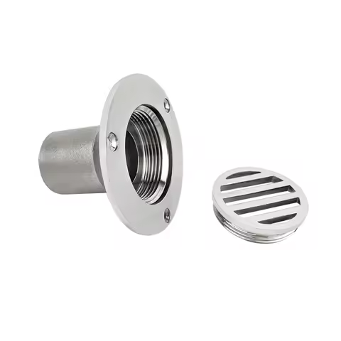 38MM Stainless Steel Floor Deck Cockpit Drain Boats Removable Cover Straight Drain
