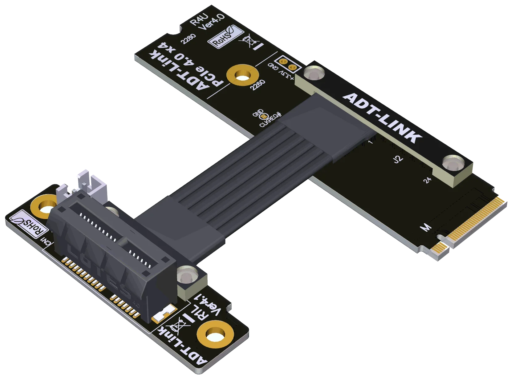 Cable adaptador extendido PCIe x1 PCIE 4.0x1 ADT de velocidad completa con puertos NVMe SSD