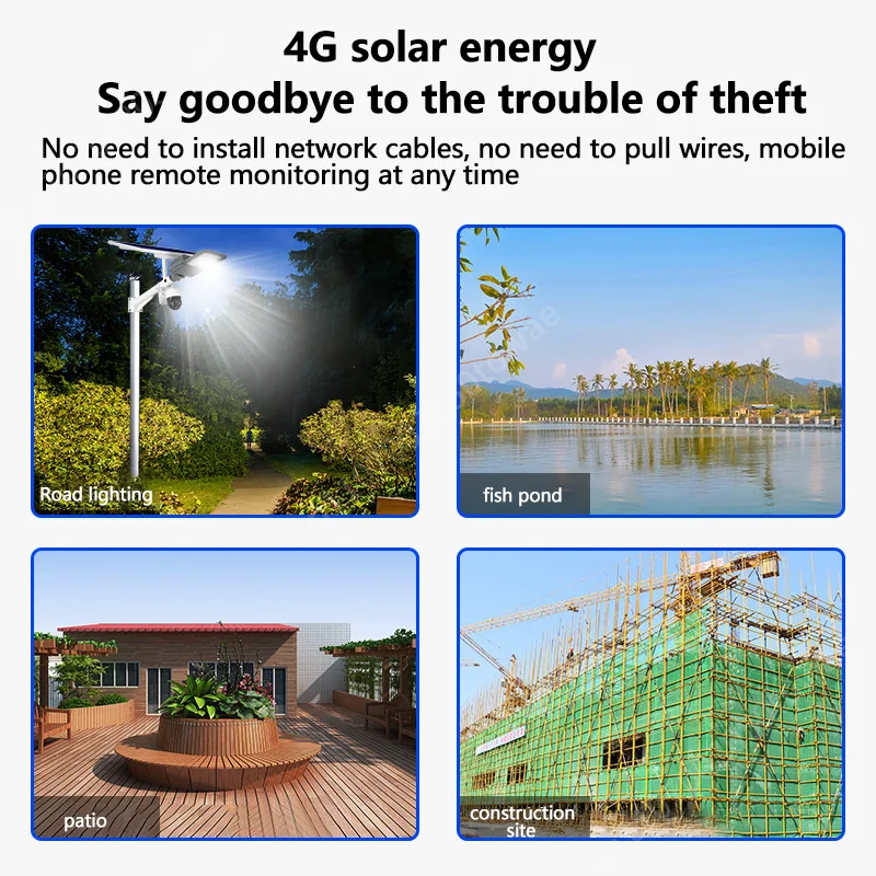 Integrated Solar Street Garden Lighting Outdoor Waterproof 4G WIFI Camera 800W Cctv Solar Motion Sensor Light