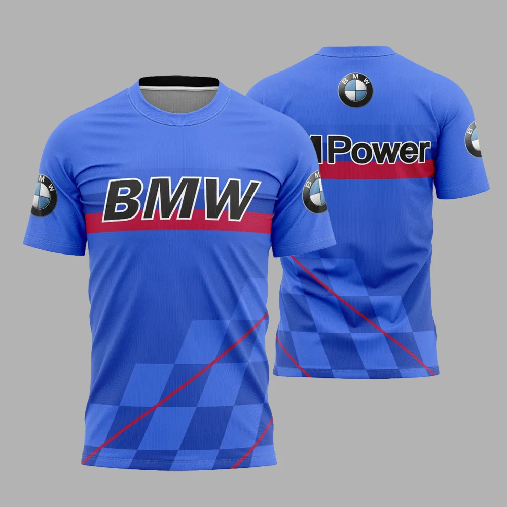 

BMW Blue Power Модная модная классическая гоночная велосипедная удобная дышащая быстросохнущая мужская спортивная футболка с круглым вырезом