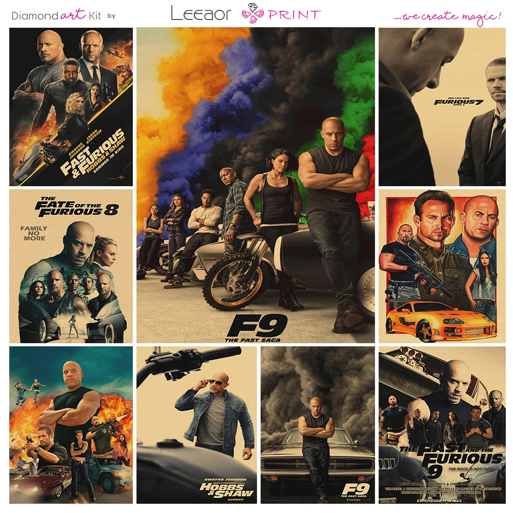 Fast And Furious 5D Diamond Painting Classic Movie Series Cross Stitch Kit DIY  Embroidery Tickers & Posters Mosaic Home Decor