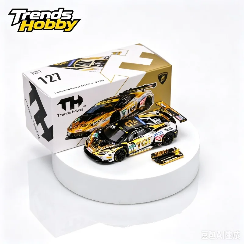 Trends Hobby TH 1:64 Lamborghini Huracan GT3 EVO2 DTM 127 alloy model,small proportion ornaments Creative gifts for boys.