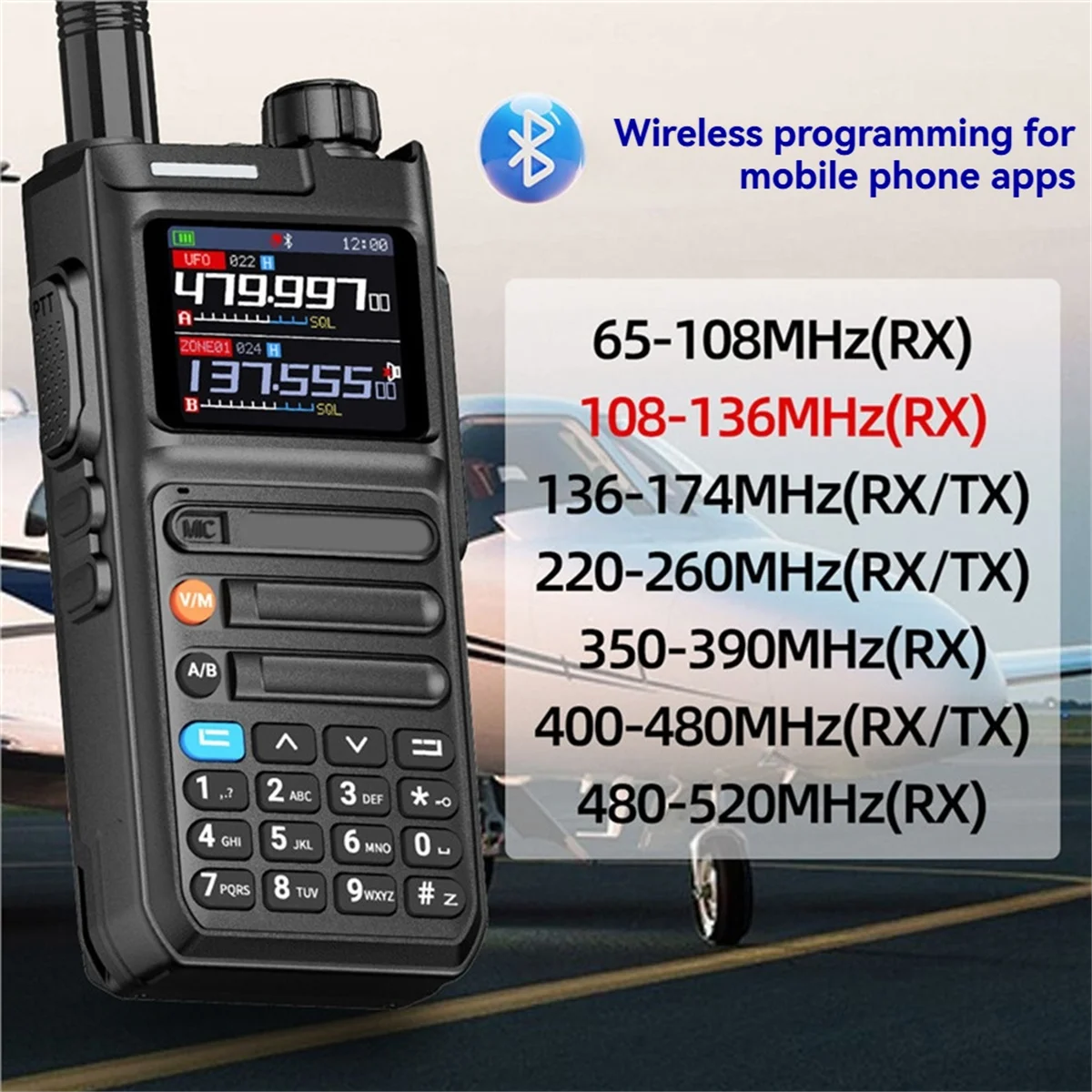 AR 26 GPS 10W Walkie Talkie Phone APP Bluetooth Programming Multi Air Band Wireless Copy Frequency Long Range Ham Radio