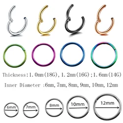 Titanium Hinged Segment Nose Ring Septum Piercing Clicker Nose Pierc Ring Ear Helix Earring Piercing Body Jewelry For Women Men