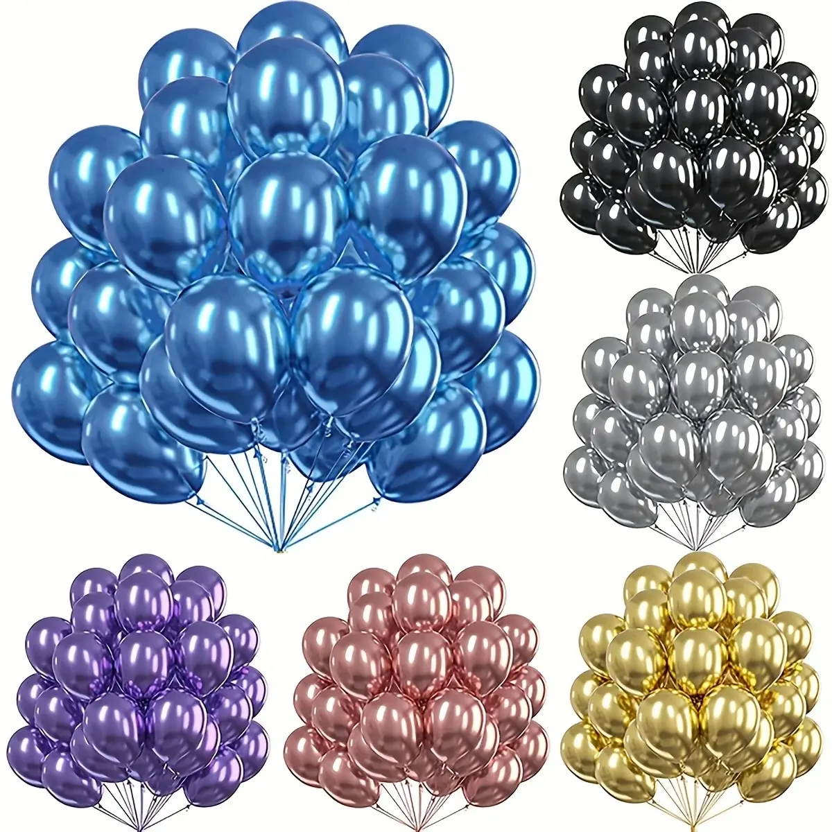 10Pcs 12Inch Color Chrome Metal Round Latex Balloons For Wedding Birthday Anniversary Party Decoration