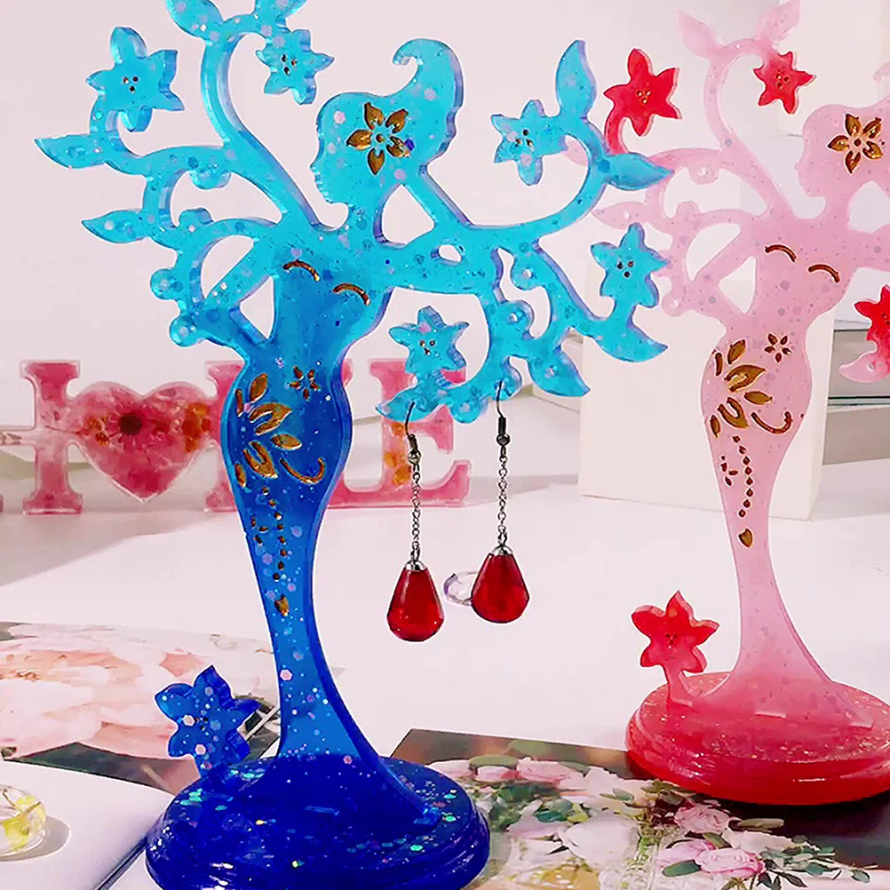 

Crystal Epoxy Mold Beauty Shaped Diy Resin Casting Silicone Mould For Jewelry Stand Necklace Holder Earring Organizer Decor