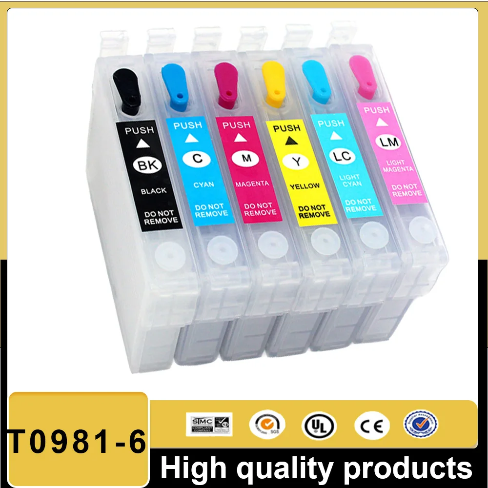 Vilaxh For T0981 T0981-T0986 refillable ink cartridge for epson Artisan 700 800 710 810 600 725 835 837 730 with arc chip