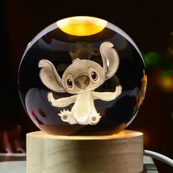 3D Stitch Crystal Ball Cartoon Moon Galaxy Crystal Spheres Light Glass Planet Globe Ornament Desk Decoration Room Accessories