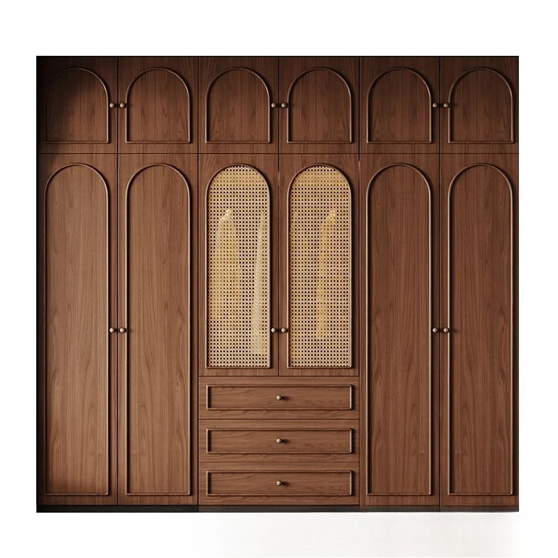 

North American black walnut wardrobe retro solid wood combination wardrobe bedroom home cherry wood storage wardrobe