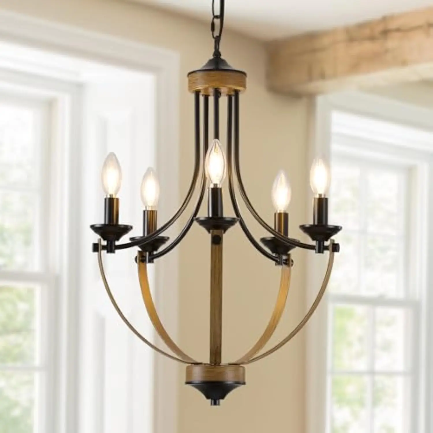 

Black Chandelier for Dining Room Light Fixture 5-Light Modern Farmhouse Light Kitchen Chandeliers Over Table Foyer Lighting Fix