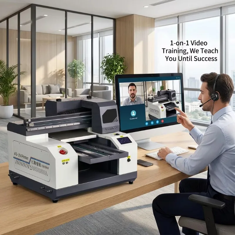 Customized 3-Year Warranty A3 UV Flatbed Printer With TX800 Head Stability Desktop Ultraviolet Printer For DIY Phone Case 1on1Te