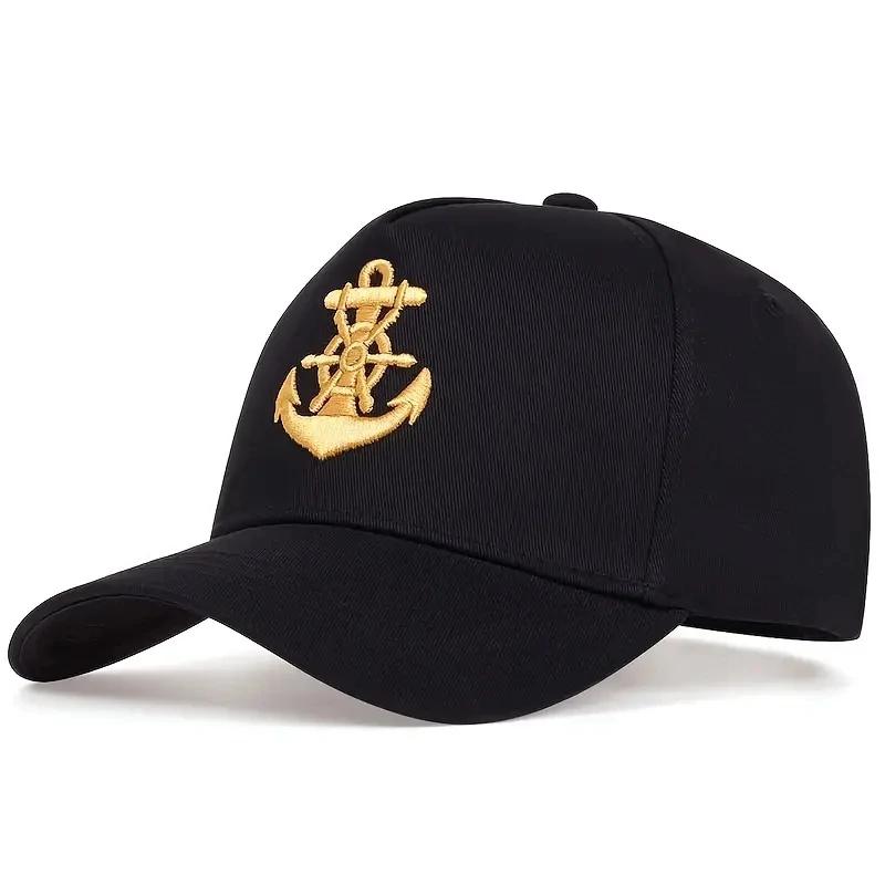 Unisex-Baseballmützen mit Schiffsanker-Stickerei, für Frühling und Herbst, für den Außenbereich, verstellbare Freizeithüte, Papa-Hut, Sonnenschutzhut – Detail 3