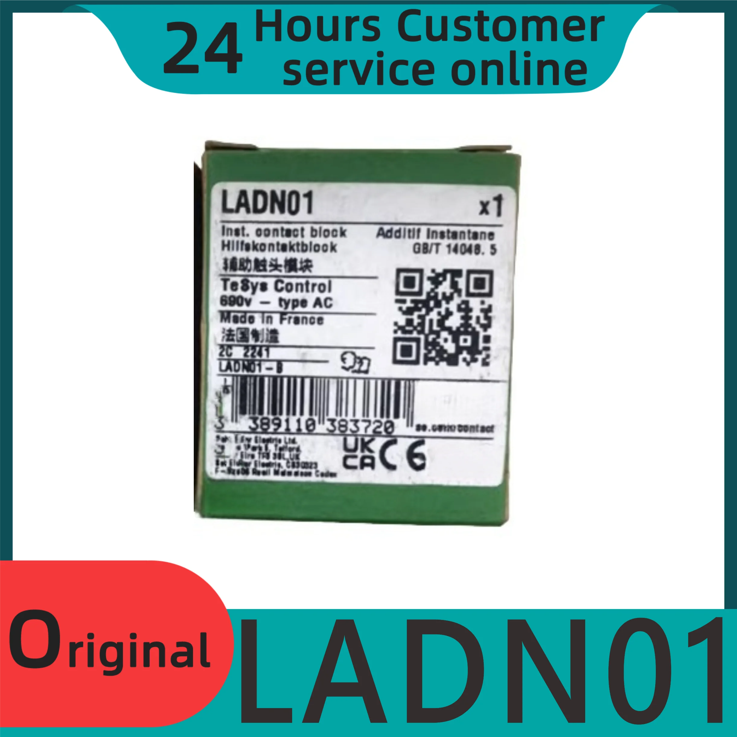 

Brand new original LADN01 normally closed contactor auxiliary contact module