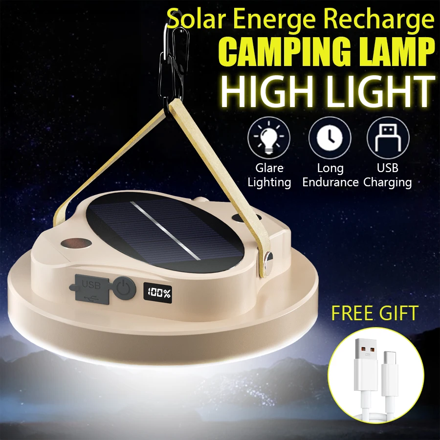 

Solar LED Camping Light Multifunctional USB Rechargeable Lantern with Magnetism for Camping Night Fishing Lamp Emergency Light
