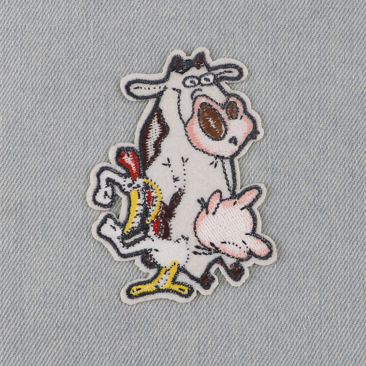 Funny Chicken and Cow Embroidery Patch Cartoon Iron On Patches For Clothing Thermoadhesive Patches On Clothes DIY Sew Badges